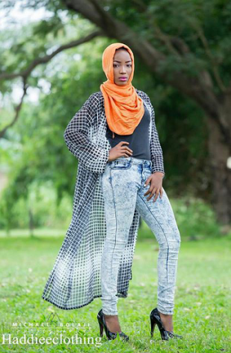 Queen Saadat models for 'Haddiee Clothing'